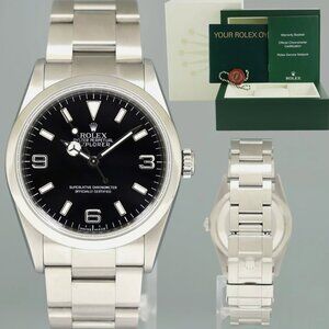 Mint! Rolex Explorer Mens Black Dial Oyster Watch